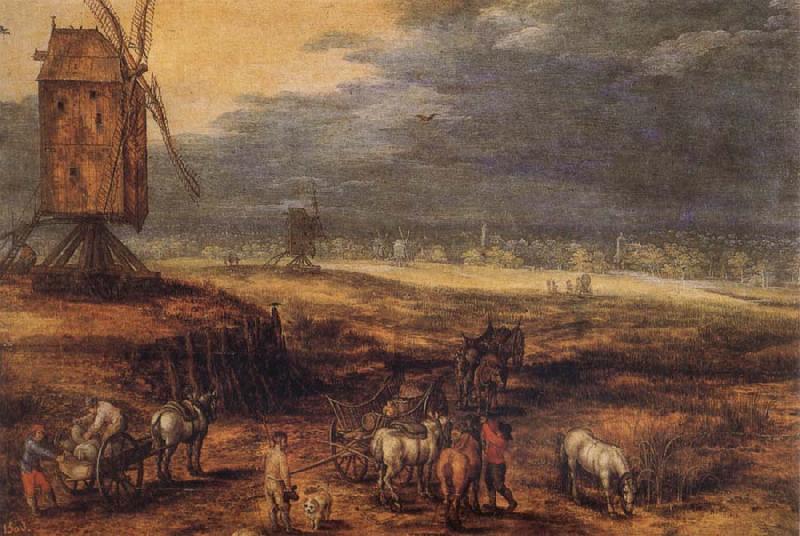 Jan Brueghel The Elder Landscape with Windmills France oil painting art